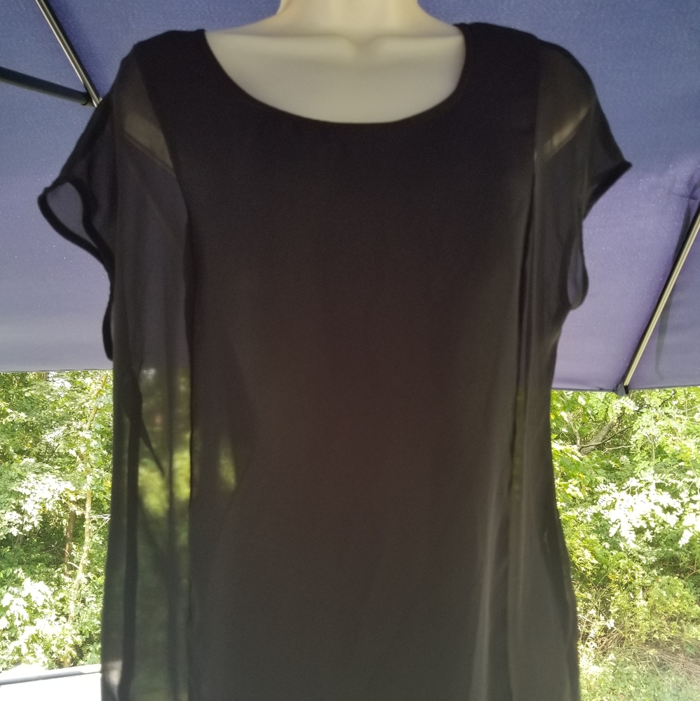 Charming Charlie Cap Sleeve Blouse w/Sheer Sides